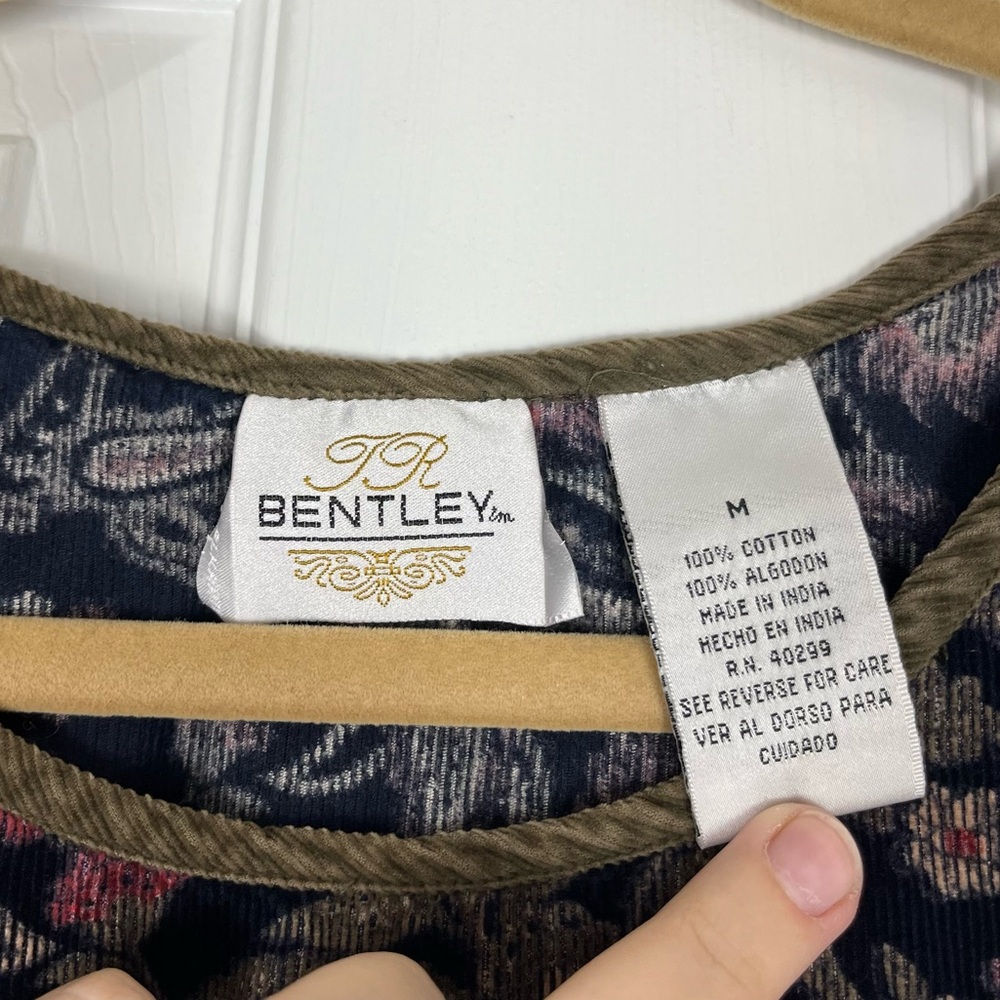 Vintage Bentley Floral Paisley Fine Ribbed Corduroy Midi-Maxi Jumper Dress - Picture 3 of 6